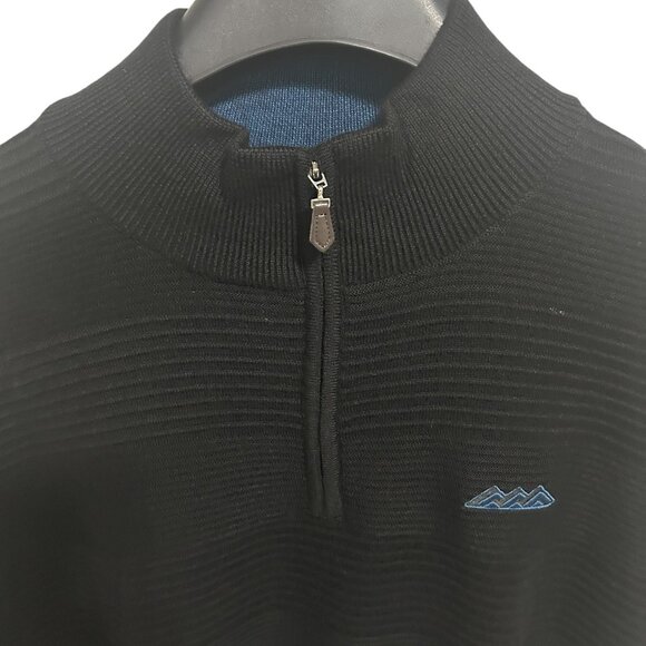 Bugatchi 1/4 Zip Mock Neck Pullover Sweater Mens Size XL Black Logo - Picture 3 of 5